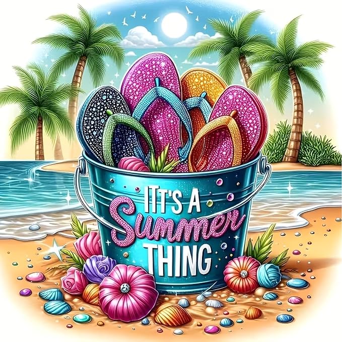 askkqtx Summer Beach Diamond Art Kits for Adults 14x14 Inch