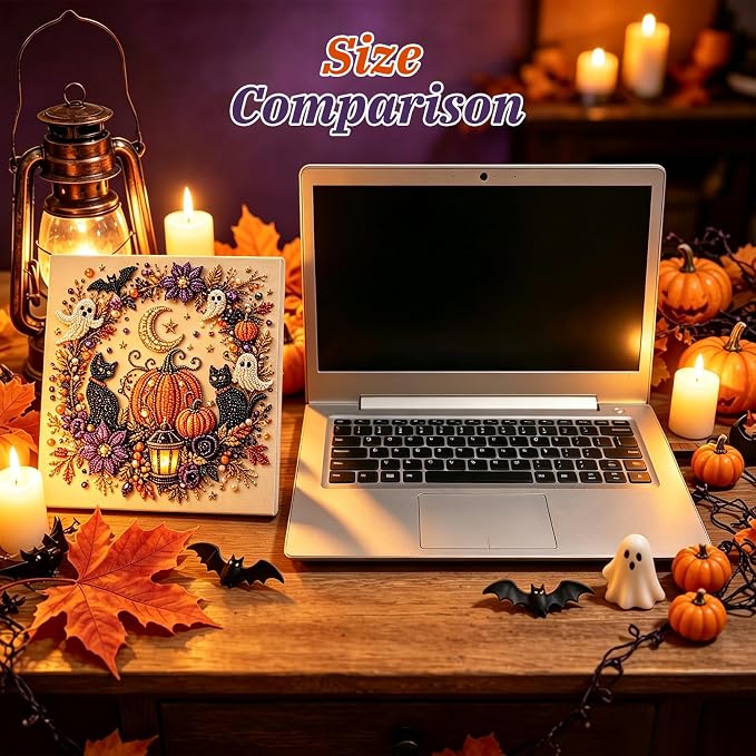 Halloween Ghost Pearl Art DIY Kit,Cute 3D Pearl Mosaic Craft Set for Adults & Beginners,Spooky Ghost Pumpkin Canvas Art for Fall Home Decor,Wall Art for Gift