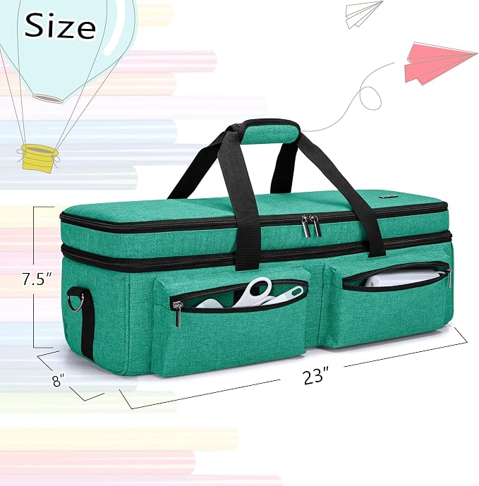 LUXJA Double-layer Bag for Cricut Explore Air (Air2) and Maker, Dark Green