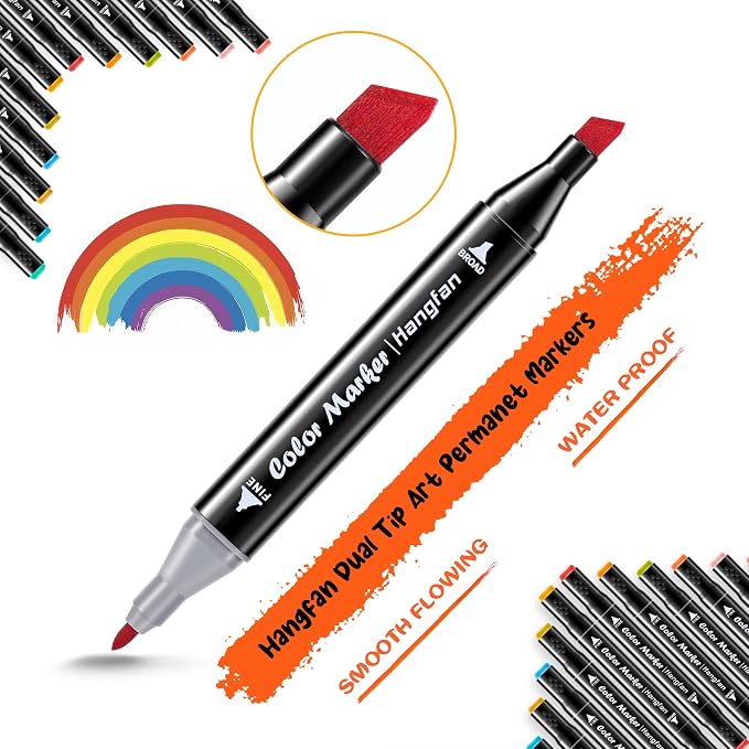 Art Markers, for Adult Coloring Books No Bleeding,40 Colors Dual Tip Alcohol Markers Brush Tip,Give 1 White Highlighter,1 Tracing Pen,Anime Coloring Sketch Illustrations (Black Pen Container)
