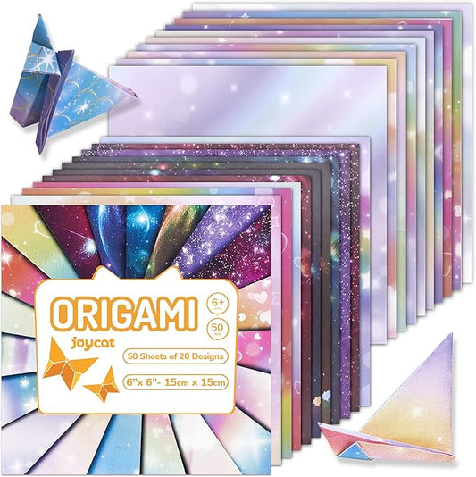 JoyCat Dreamy Fantasy Patterned Origami Paper, 50 Sheets, 6x6 Inch | Double-sided celestial, magical and mythical patterns create dreamy origami, scrapbook pages, cards and fantasy crafts.