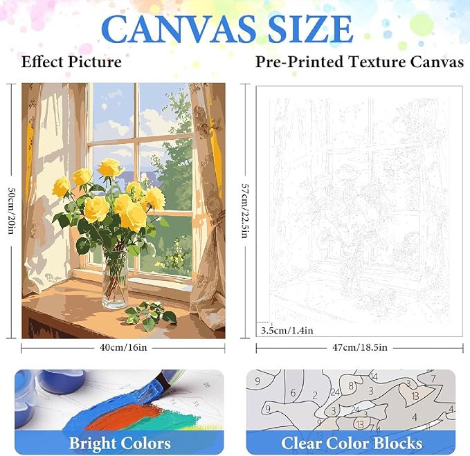 ZRIZQ Paint by Numbers Kit for Adults Beginner,Flower Landscape,16x20