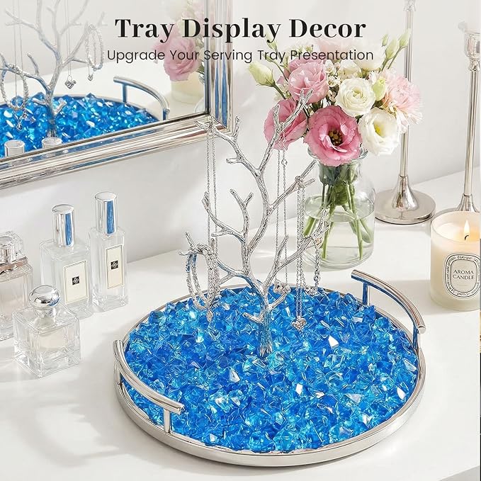 DOMESTAR Royal Blue Fake Ice Rocks,150 PCS Acrylic Crystal for Vase Fillers