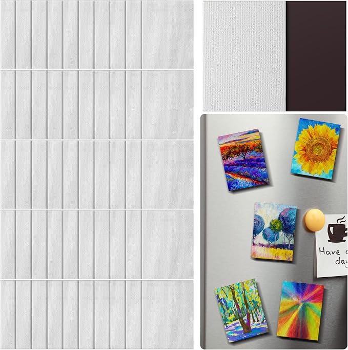 Engrowtic 50 Pcs Magnetic Painting Canvas Panels, 2 1/5 x 3 in, Rectangle