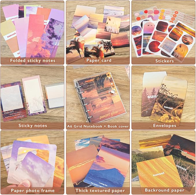 Scrapbooking Supplies Kit, A6 Grid Notebook, Vintage Junk Journaling Kit