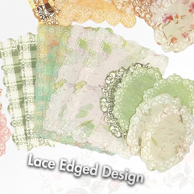 OKUPAN Vintage Floral Scrapbook Supplies Kit with Scrapbook Paper & Journaling Stickers (100pcs) - (Green) Junk Journal Supplies for Bullet Journaling, Retro Crafts, Planner, Mixed Media, Card Making