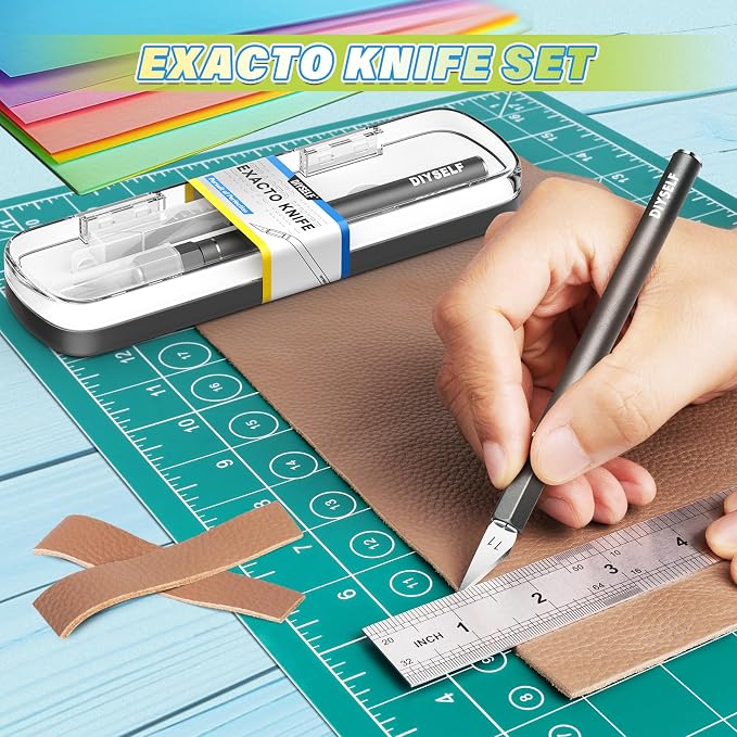 DIYSELF Exacto Knife 12 Pcs Exacto Knife Set with Case for Crafting | Craft Hobby Precision Knife with 11 Blades for Scrapbooking Models 3D Printing Clay Rubber Stamps Gift for Women Adults Men