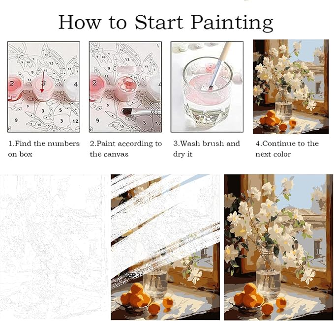 ZRIZQ Flowers Paint by Numbers Kit for Adults Beginner,16x20