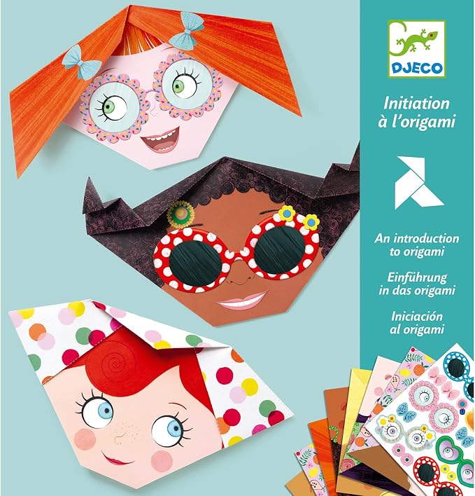 DJECO Pretty Faces Origami Paper Craft Kit – Level 1