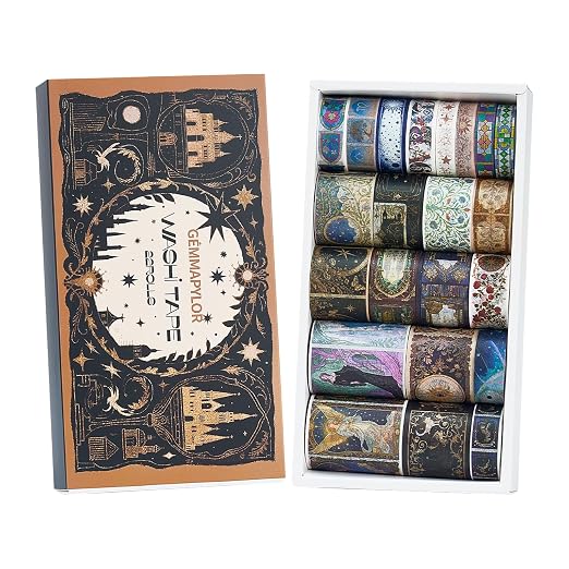 Magic Washi Tape Set 24 Rolls,Decorative Masking Tape for Junk Journal, Scrapbooking Supplies, DIY Crafting Supplies