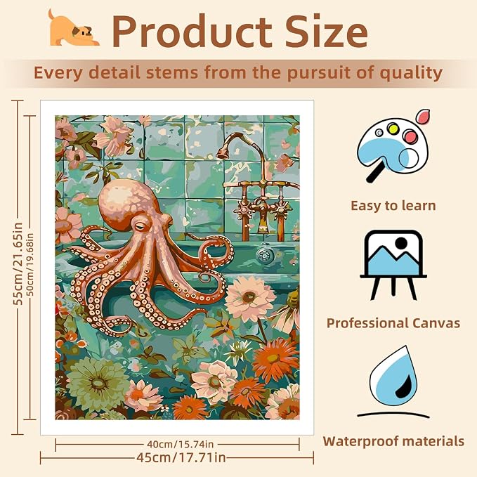 Reivworl Animal Paint by Numbers Kit for Adults Beginner 16×20 inch