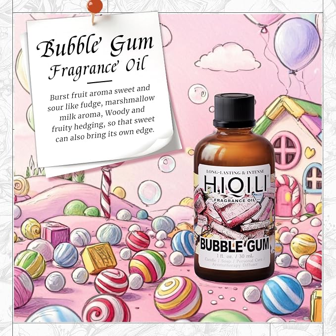 HIQILI Bubble Gum Fragrance Oil for Soap Making & Home Diffsuer - 1FL Oz