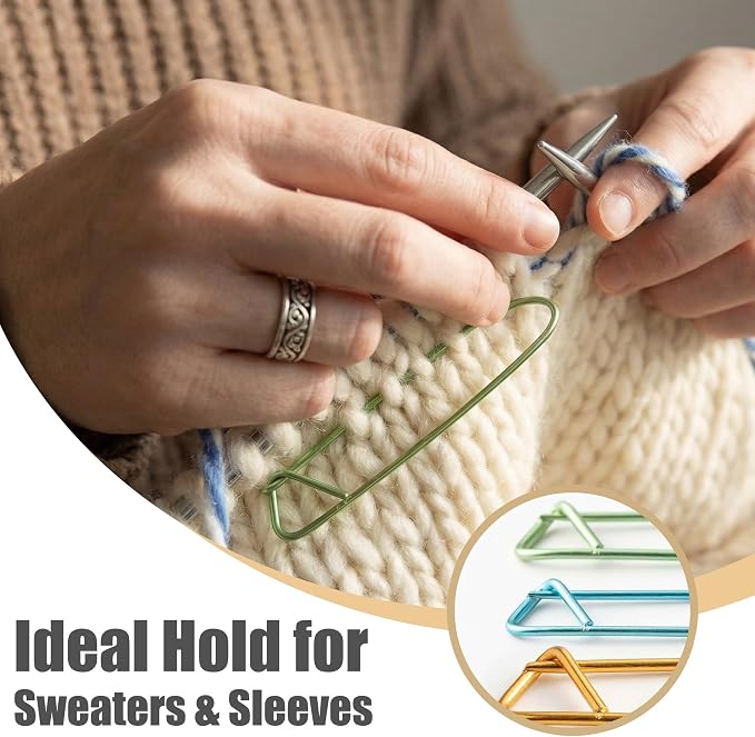 Fairycece Stitch Holders for Knitting, 12 Pcs Aluminum, 3 Sizes | Securely Hold Live Stitches with 3 Color-Coded Sizes for Sweater Sleeves, Socks, Crochet, and Yarn Projects