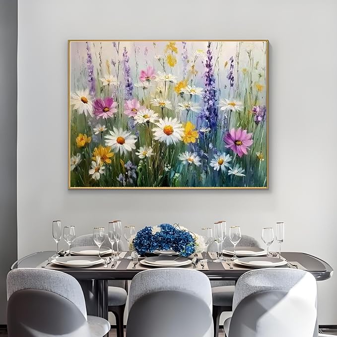 OJTOYART Paint by Numbers Kits for Adults, Flower Field Paint By Number KitsFor Beginner on Canvas, DIY Acrylic Watercolor Oil Colorful Paintingby Number for Home Decoration 16 x 20 Inch