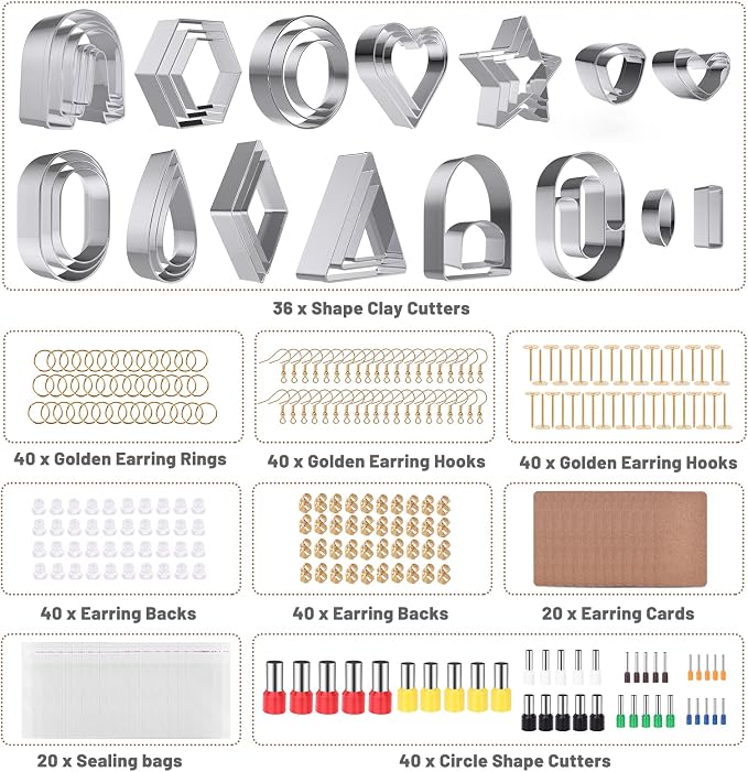 Yofuly Polymer Clay Machine Set - Press, Roller, Extruder, 40 Circle Cutters & 120 Earring Accessories