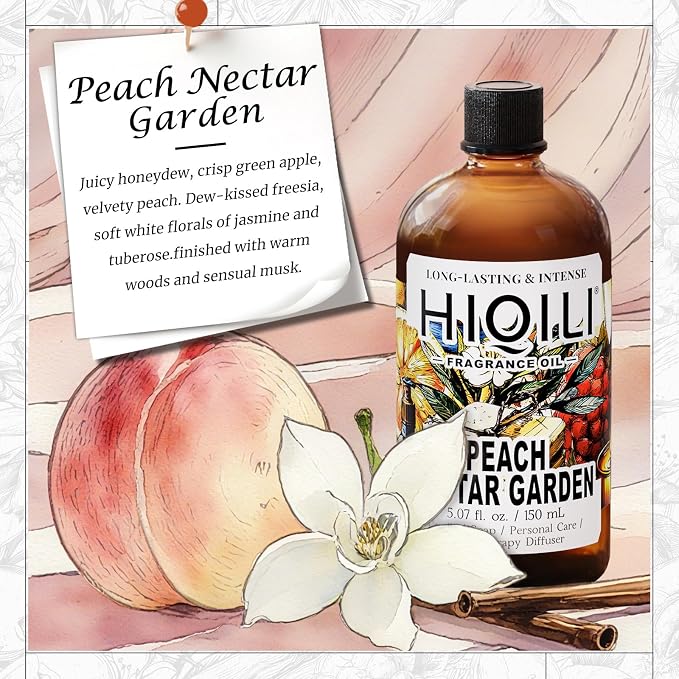 HIQILI Peach Nectar Garden Fragrance Oil for Diffuser, Candle & Soap Making