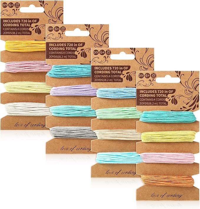 16 Colors Thread Cord for Jewelry Making Hemp Cotton String, Multiple Color