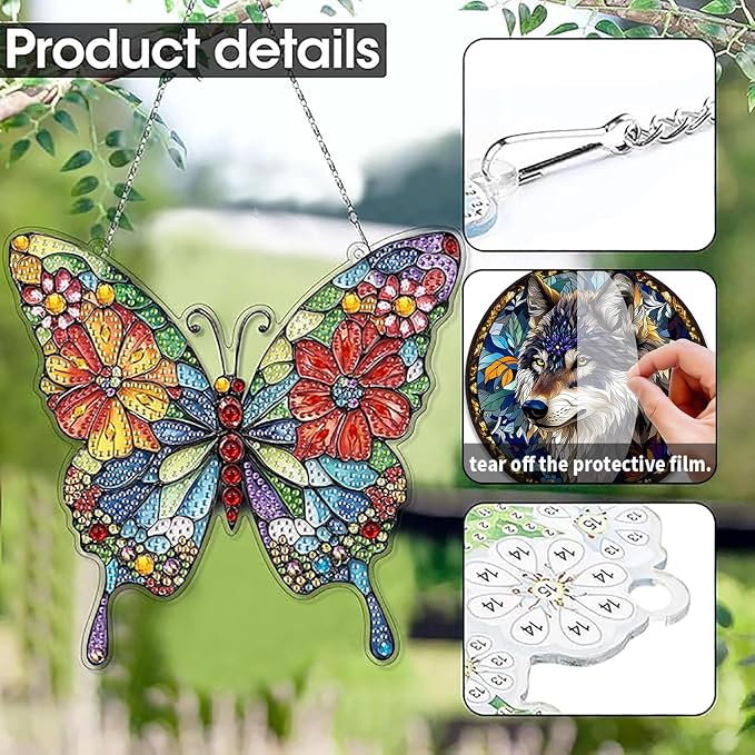 SKRYUIE Butterfly Hanging Pearl Diamond Art Kits for Adults Suncatcher A9