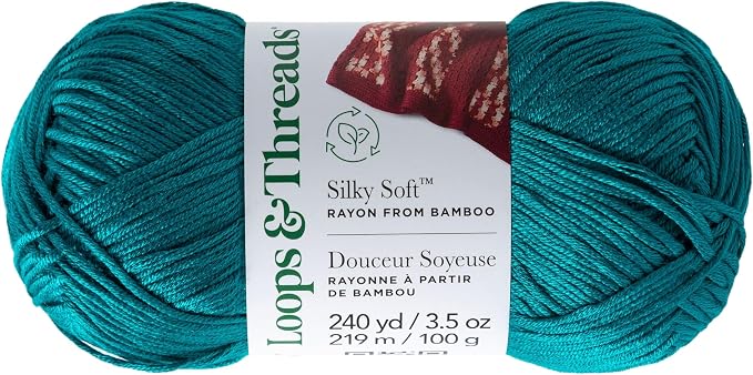 Loops & Threads Silky Soft Yarn - Yarn for Knitting, Crochet, Weaving, and Arts & Crafts - Blue, Bamboo, 3.5 oz