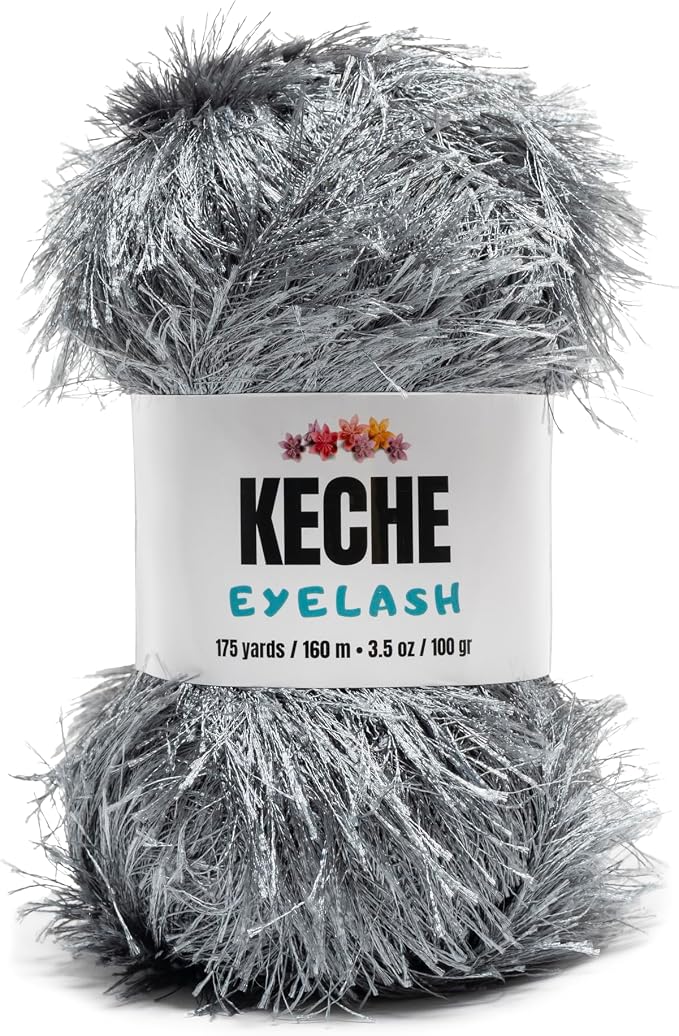 Eyelash Fun Fur Yarn - Premium Soft Crochet Yarn DIY Hand Knitting 100% Polyester 175 Yds 3.53 Oz - Dark Grey