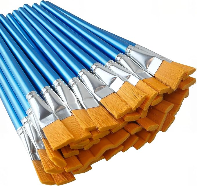 40 Pcs Flat Paint Brushes,1 Inch Craft Paint Brushes, Large Acrylic Paint Brush for Watercolor, Oil Painting, Acrylic,Big Paint Brush for Oil Paint and Body Painting Crafts, Rock Painting