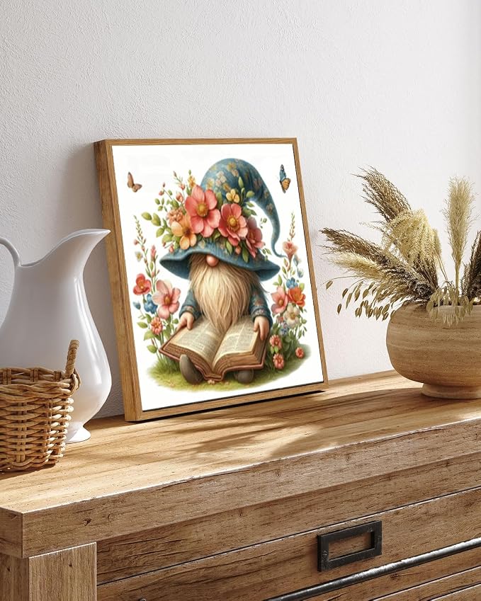 Gnome Diamond Art Kits for Adults,Wildflowers Diamond Painting Kits 14X14In