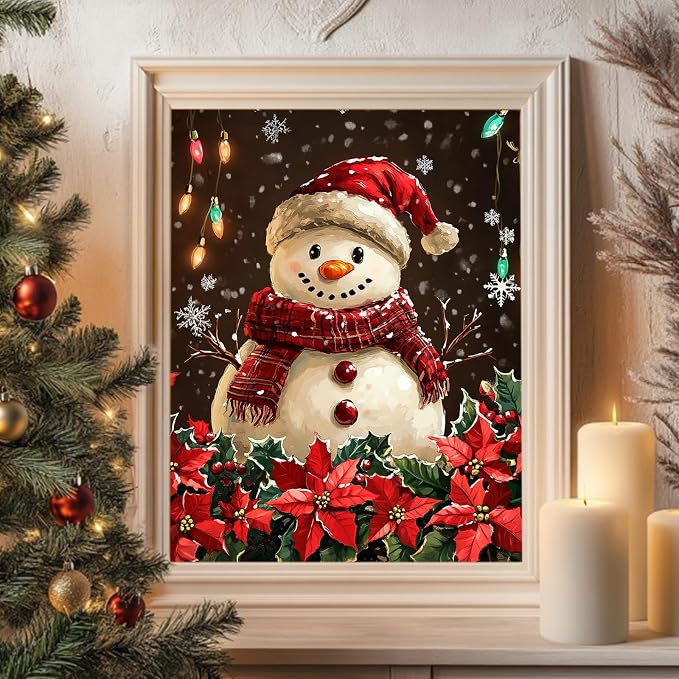 Reivworl Snowman Paint by Numbers Kit for Adults Beginner 16×20 inch