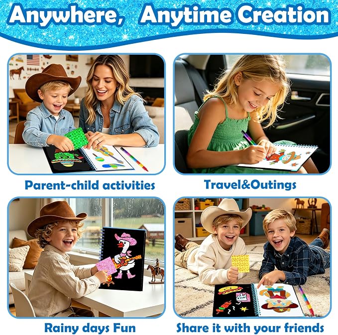 FUNNYB&G Foil Art Craft Kit for Kids, Sparkly Birthday Gift Toy for Kids | No Mess, Kids Ages 4-10 Create Sparkling Artwork, A Creative Gift for Birthdays, Holidays, Travel Activities,Screen-Free Fun