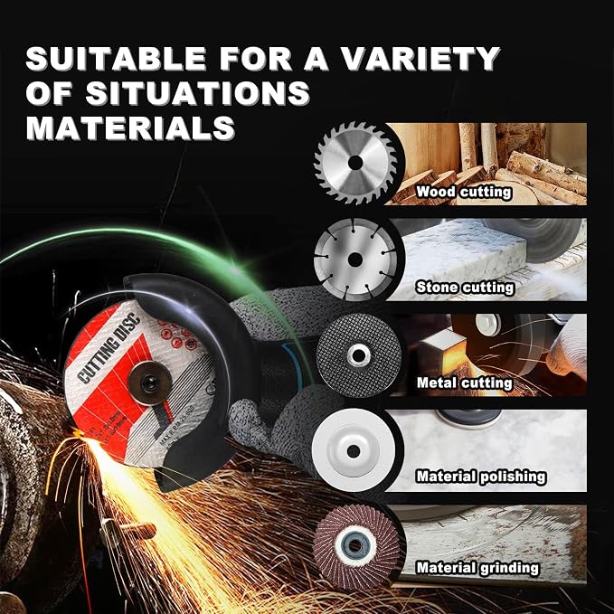 ZFULVO Cordless Angle Grinder Brushless Kit 19500rpm Cutting and Grinding | 3-Inch Mini Electric Angle Grinding Tool, 2x16.8V 2000mAh Battery & 6-Cutting Discs Grinder Handheld Cutter for Metal Wood