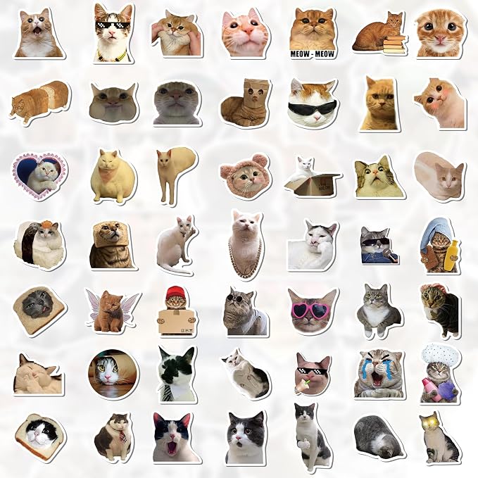 100 Pcs Cat Stickers for Water Bottles Laptop Guitar Suitcase