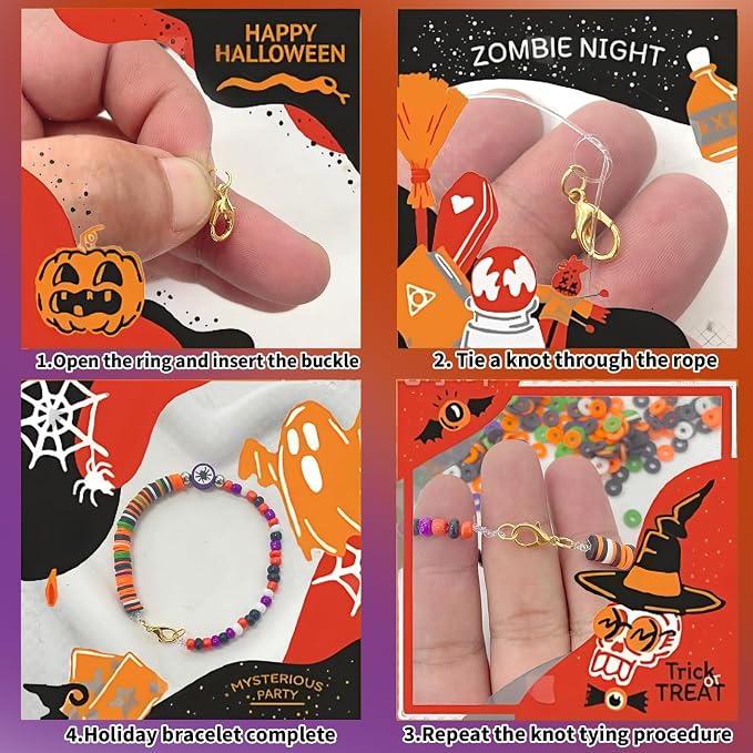 YMSDZHL 3300PCS Halloween Polymer Clay Bead Friendship Bracelet Making Kit