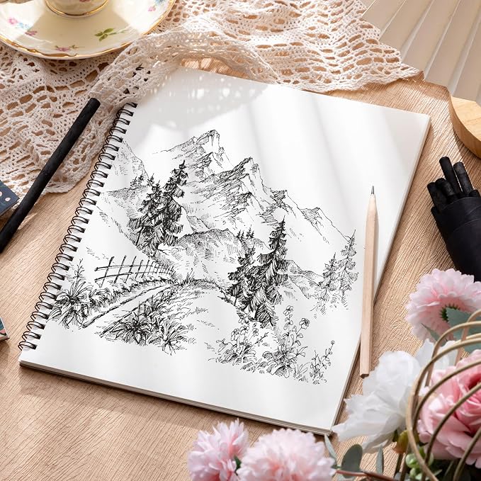 4 Pack Sketch Book for Kids, 8.5 × 11 in, Spiral Bound, 30 Sheets Each | 100gsm Acid-Free Paper, Hardcover with Backboard, Lay-Flat Top Spiral, Ideal for Graphite, Crayon, Charcoal & Colored Pencil