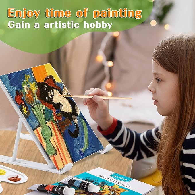 koseibal Kids Acrylic Paint Set with Canvas, Easel, More Art Supplies