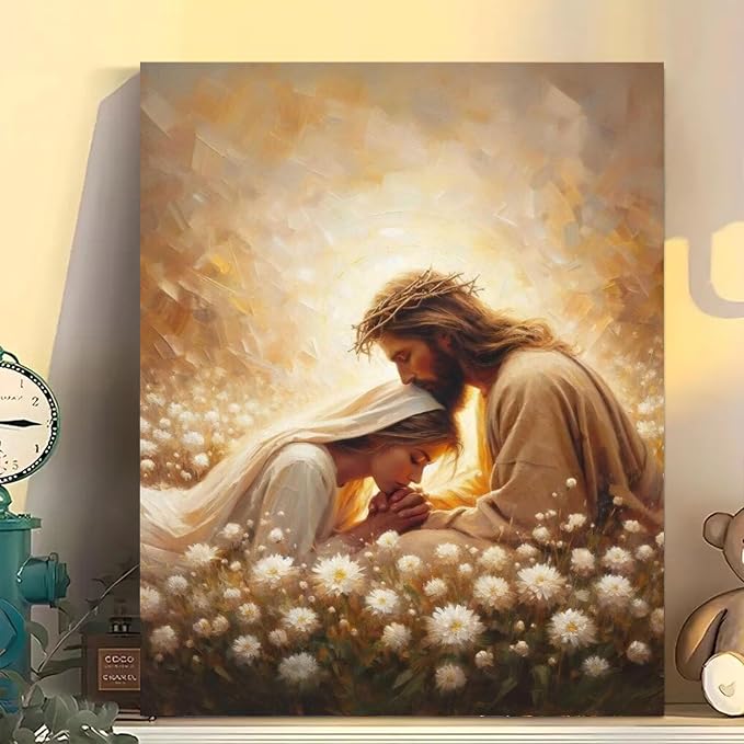 Jesus Hugging Woman Paint by Numbers Kit for Adults Beginner 16x20 inch | Christian Adult Paint by Number Kits on Canvas, DIY Acrylic Oil Painting by Numbers for Gift Home Wall Decor (Without Frame)