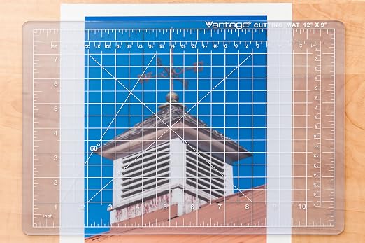 Dahle Vantage 10680 See-Through Premium Self-Healing Cutting Mat, 9"x12", 1/2" Grid, 5 Layers for Max Healing, Perfect for Crafts & Sewing, Clear