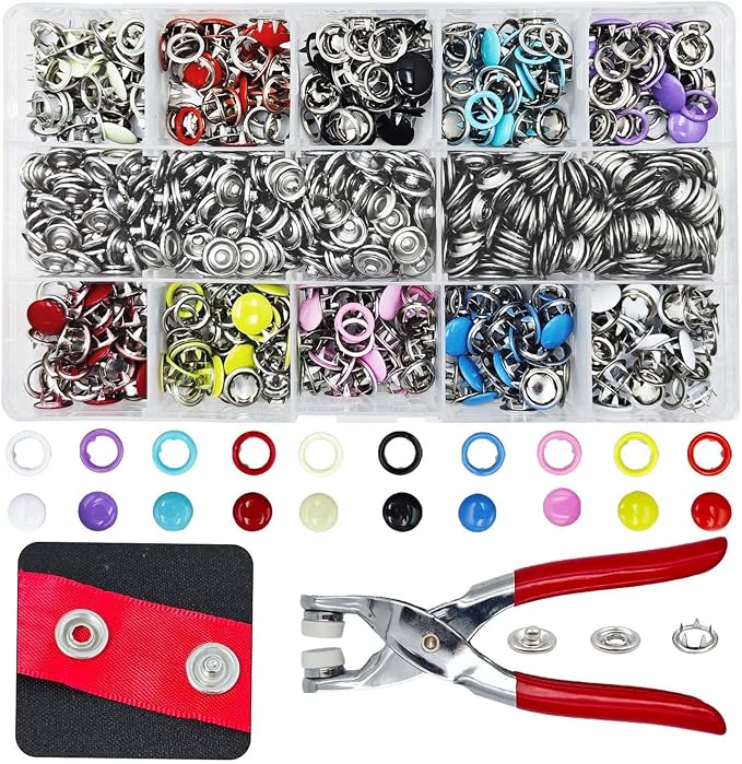 800-Piece Snap Button Kit, Solid & Hollow Stainless Steel Button Fasteners