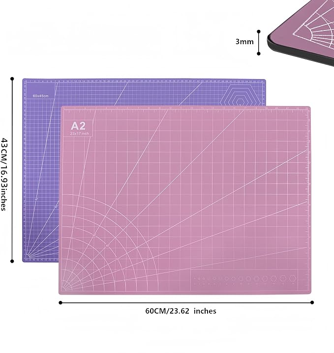 23" x 17" Self Healing PVC Cutting Mat, A2-Pink or Purple