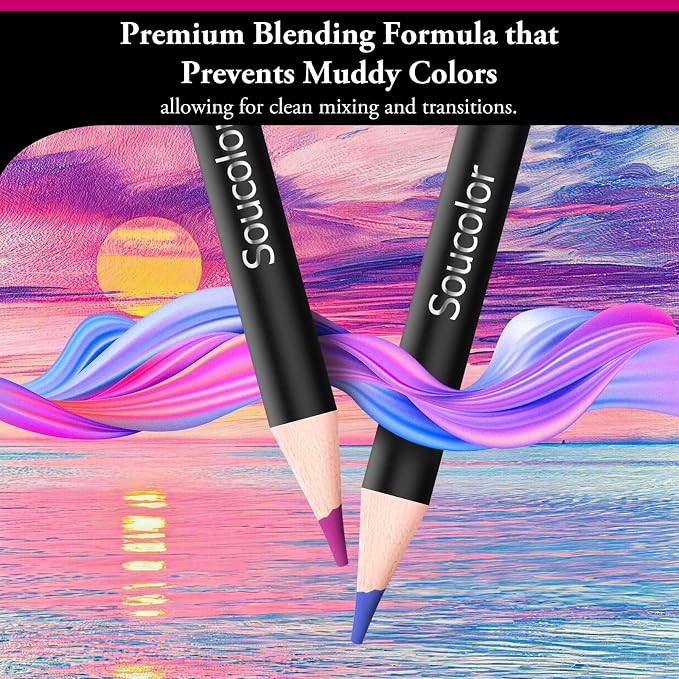 Soucolor 72 Colored Pencils for Adult Coloring Book,Back to School Supplies | Vibrant,Soft Core,Smooth Coloring Pencils for Kids Beginners Sketching, Drawing, Blending,Shading,Arts & Crafts Supplies Gift