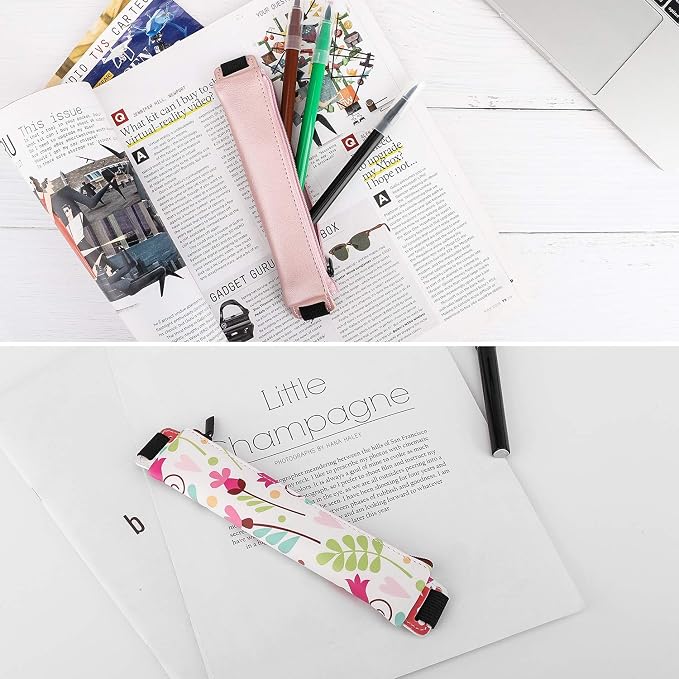 MoKo Elastic Pen Holder for Notebook, 2 Pack PU Leather Pouches