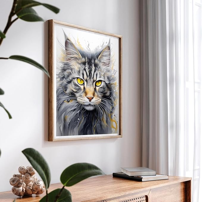 SKRYUIE Paint by Numbers Kit for Adults Beginner Cat, Acrylic Pets Oil Painting by Numbers Kits with PaintBrushes Paintwork Art Crafts Canvas for Home Decor 16x20 inch