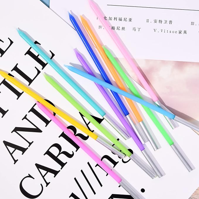 PHD CAKE 40-Count Rainbow Long Thin Birthday Candles, Cake Candles, Birthday Parties, Wedding Decorations, Party Candles