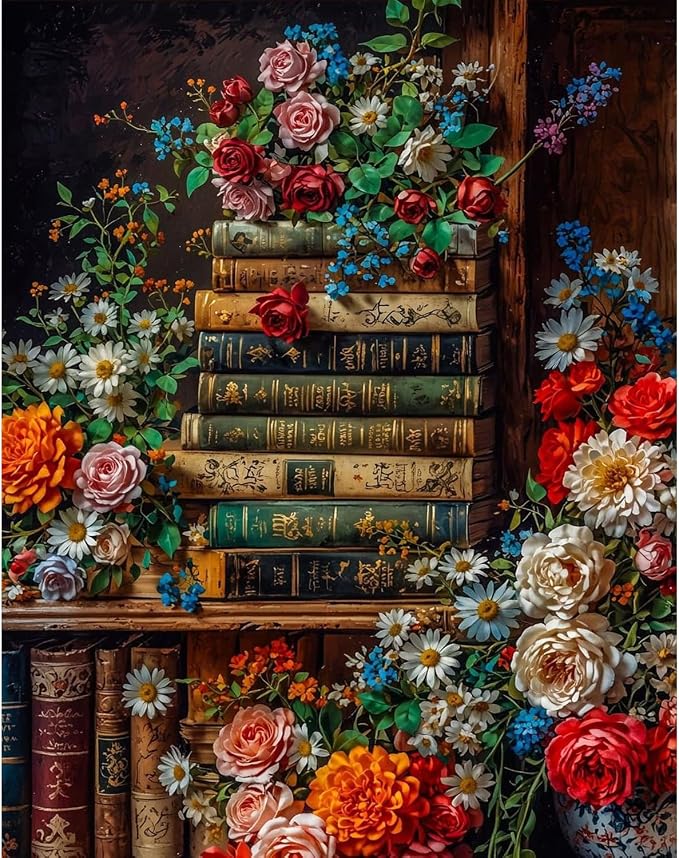 Amaieuin Books Diamond Paintings for Adults,Books Daimond Art Kits for Adults Beginners,Full Drill Gem Art for Adults Home Decor and Gifts 12x16in