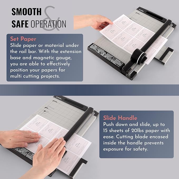 Carl, Professional Rotary Paper Trimmer 15-inch, 15 Sheet Cutting Capacity, Black and Silver