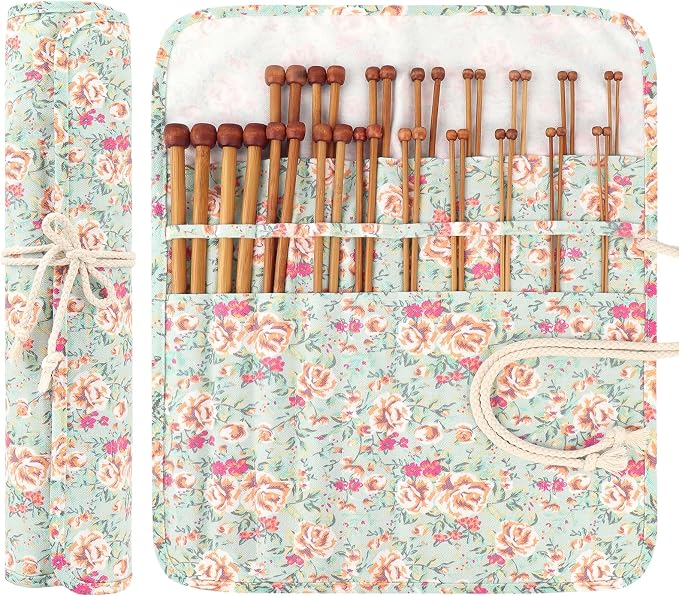 Aeelike 18 Pairs Bamboo Knitting Needles Set, 2mm-8mm Wood Needle, Type D