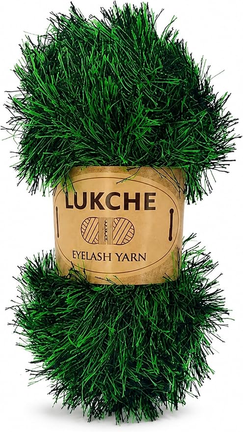 Eyelash Fun Fur Yarn Premium 100% Polyester 164 Yds (150 Mt), 3.53 Oz (100 Gr) Colorful Crochet Yarn Dıy Hand Knitting. (Black-Green, 1 Skein)