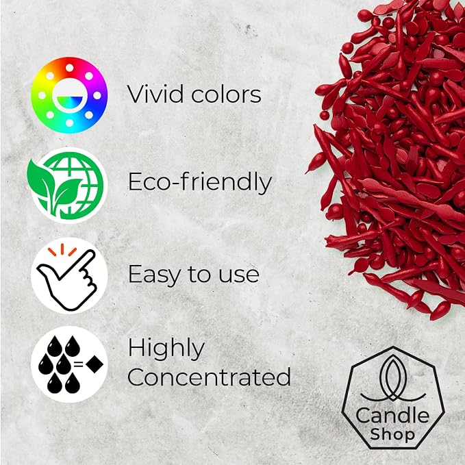 Red Candle Dye 2oz for Soy Candle Making – Concentrated Wax Color Chips | Highly Concentrated Candle Wax Dyes – Candle Shop Premium Color Dye Chips for Soy Wax, Beeswax, Paraffin