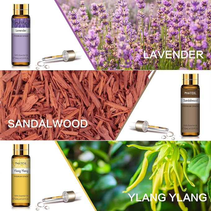 PHATOIL Essential Oil Set for Skin Care, Massage, Diffuser, Aromatherapy