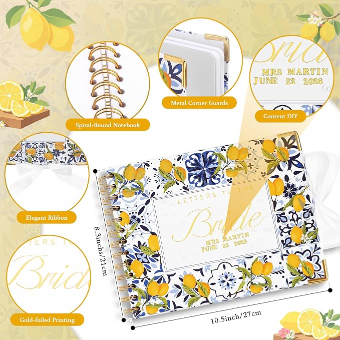 Letters to Bride Scrapbook,8.5 X 7 Inch,Lemon,Yellow, Blue