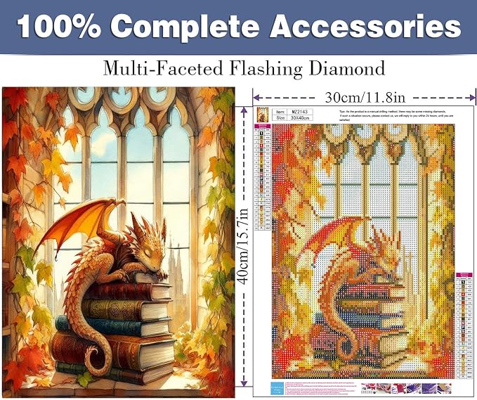 ijbnhd Dragon Diamond Art Kits for Adults 12x16in