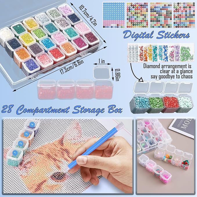 NLXCXUCY 158pcs Diamond Art Accessories Kit All-Inclusive Diamond Painting Tool Set with A4 Diamond Painting Light Pad,Diamond Art Sealer Glue,Diamond Correction,Pens Storage Box for DIY Craft